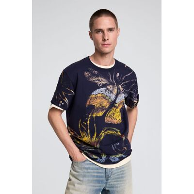 Desigual, Tričko s organickým potiskem, PáNské, Bavlna, Modrá, M Desigual, Tričko s organickým potiskem, PáNské, Bavlna, Modrá, M