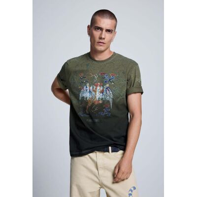 Desigual, Potiskané tričko 100% bavlna, PáNské, Bavlna, Zelená, L Desigual, Potiskané tričko 100% bavlna, PáNské, Bavlna, Zelená, L