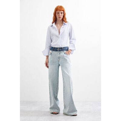Desigual, Džíny Wide Leg, DáMske, Bavlna, Modrá, 42 Desigual, Džíny Wide Leg, DáMske, Bavlna, Modrá, 42