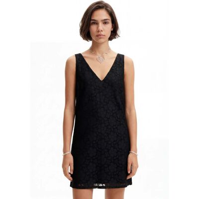 Desigual, Floral lace mini dress, Polyester, ČErná, M Desigual, Floral lace mini dress, Polyester, ČErná, M