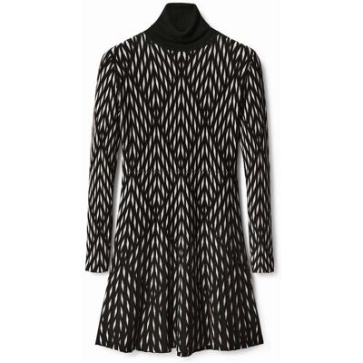 Desigual, Krátké geometrické šaty, ViskÓZa, ČErná, XS Desigual, Krátké geometrické šaty, ViskÓZa, ČErná, XS