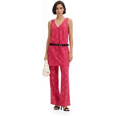 Desigual, Floral lace mini dress, Polyester, ČErvená, S Desigual, Floral lace mini dress, Polyester, ČErvená, S