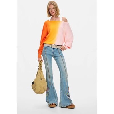 Desigual, Džínové kalhoty s květinovým vzorem, střih flare, DáMske, Bavlna, Modrá, 36 Desigual, Džínové kalhoty s květinovým vzorem, střih flare, DáMske, Bavlna, Modrá, 36