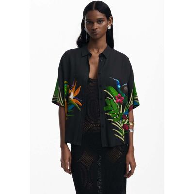Desigual, Havajská košile, ViskÓZa, ČErná, M Desigual, Havajská košile, ViskÓZa, ČErná, M