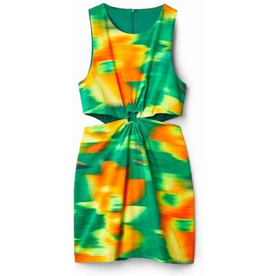 Desigual, Krátké šaty slim cut-out, Zelená, XL Desigual, Krátké šaty slim cut-out, Zelená, XL