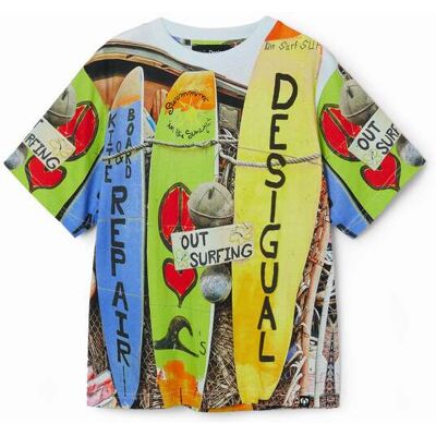 Desigual, Photographic surf T-shirt, Bavlna, BíLá, 3/4 Desigual, Photographic surf T-shirt, Bavlna, BíLá, 3/4