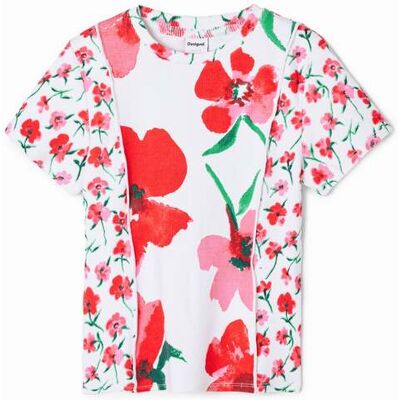 Desigual, Patchwork floral T-shirt, Bavlna, BíLá, 3/4 Desigual, Patchwork floral T-shirt, Bavlna, BíLá, 3/4