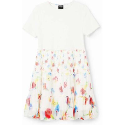 Desigual, Combination floral dress, BíLá, 3/4 Desigual, Combination floral dress, BíLá, 3/4