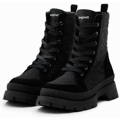 Desigual, Šněrovací bota s leopardím vzorem, ČErná, 36 Desigual, Šněrovací bota s leopardím vzorem, ČErná, 36