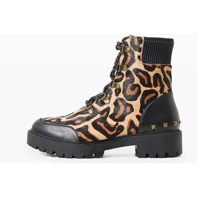 Desigual, Animal print leather boots, HněDá, 39 Desigual, Animal print leather boots, HněDá, 39