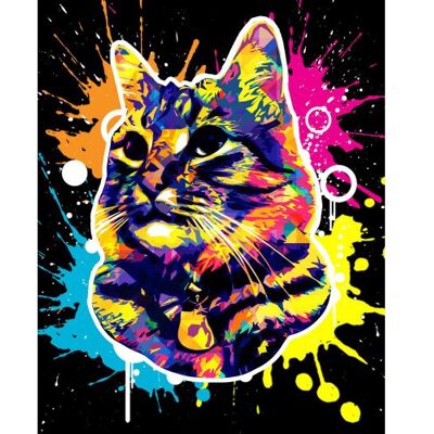 Vyšívání křížkové sada - Super kočka Pop Art 32 x 40 cm Vyšívání křížkové sada - Super kočka Pop Art 32 x 40 cm