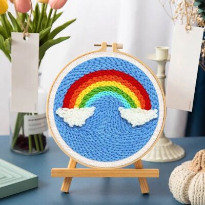 ART Vyšívání dutou jehlou sada - DUHA 20x20 cm kulatý rám ART Vyšívání dutou jehlou sada - DUHA 20x20 cm kulatý rám