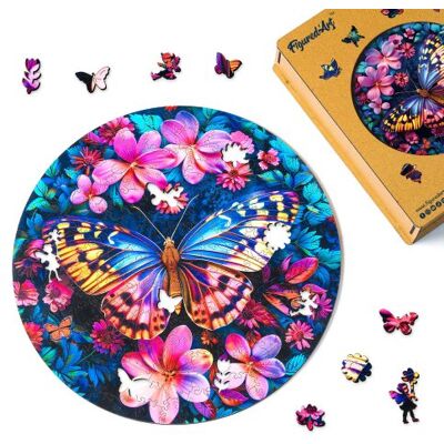 ART Dřevěné puzzle 2D sada - MOTÝL S KVĚTINAMI ART Dřevěné puzzle 2D sada - MOTÝL S KVĚTINAMI