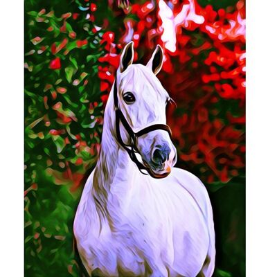 ART Diamantové malování - BÍLÝ KŮŇ S ČERVENÝM STROMEM bez rámu 40 x 50 cm ART Diamantové malování - BÍLÝ KŮŇ S ČERVENÝM STROMEM bez rámu 40 x 50 cm
