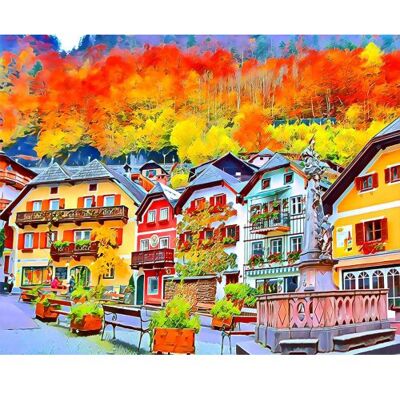 ART Diamantové malování - BAREVNÁ EVROPSKÁ VESNICE NA PODZIM na rámu 40 x 50 cm ART Diamantové malování - BAREVNÁ EVROPSKÁ VESNICE NA PODZIM na rámu 40 x 50 cm