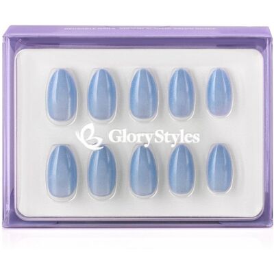 GloryStyles Nalepovací nehty - světle modrý třpyt - 30 ks GloryStyles Nalepovací nehty - světle modrý třpyt - 30 ks