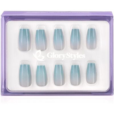 GloryStyles Nalepovací nehty - tyrkysový třpyt - 30 ks GloryStyles Nalepovací nehty - tyrkysový třpyt - 30 ks