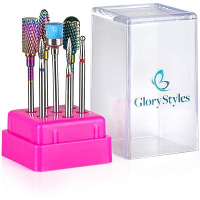 GloryStyles Sada frézek na nehty - diamantové a karbidové 7 ks GloryStyles Sada frézek na nehty - diamantové a karbidové 7 ks