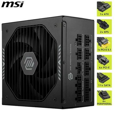 MSI MAG A1000GLS 80+ 1000W ATX PCIe 5.0 Power Supply MSI MAG A1000GLS 80+ 1000W ATX PCIe 5.0 Power Supply