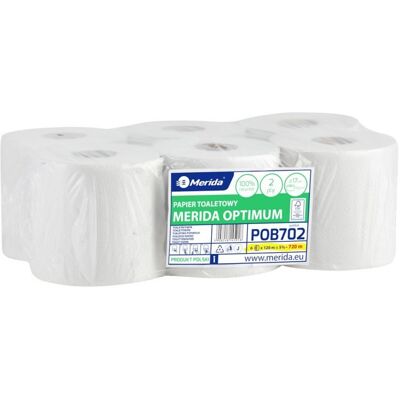 Toaletní papír Merida Optimum Flexi 2.vrstvý, 17cm, 120m, recykl, 6.rolí v balení Toaletní papír Merida Optimum Flexi 2.vrstvý, 17cm, 120m, recykl, 6.rolí v balení