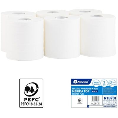 Papírové ručníky Merida Maxi Flexi 2.vrstvé, 158 m, 100% celulóza s vnitřním odvinem, 6.rolí v balení Papírové ručníky Merida Maxi Flexi 2.vrstvé, 158 m, 100% celulóza s vnitřním odvinem, 6.rolí v balení