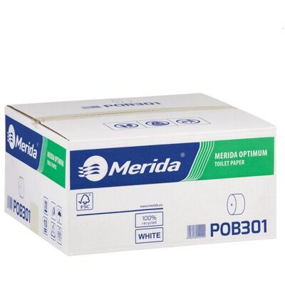Toaletní papír s vnitřním odvinem Merida bílý 12 cm, 2.vrstvý, recykl, 18.rolí v balení Toaletní papír s vnitřním odvinem Merida bílý 12 cm, 2.vrstvý, recykl, 18.rolí v balení