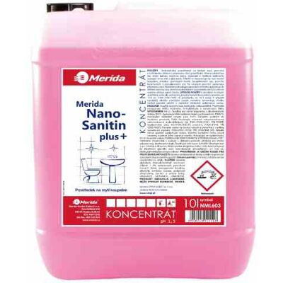 Čistící prostředek koncentrát na koupelny Merida Nano Sanitin plus 10l Čistící prostředek koncentrát na koupelny Merida Nano Sanitin plus 10l