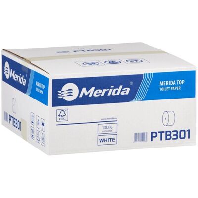 Toaletní papír s vnitřním odvinem Merida Top bílý 12 cm, 2.vrstvý, 100% celulóza, 18.rolí v balení Toaletní papír s vnitřním odvinem Merida Top bílý 12 cm, 2.vrstvý, 100% celulóza, 18.rolí v balení