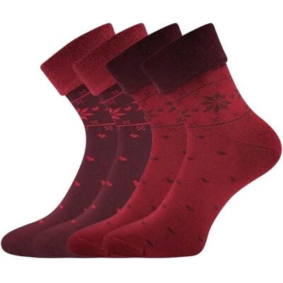 LONKA Ponožky dámské celofroté FROTANA s norským vzorem RED WINE (vínová/tmavě červená) (2 páry) 35-38 117863 LONKA Ponožky dámské celofroté FROTANA s norským vzorem RED WINE (vínová/tmavě červená) (2 páry) 35-38 117863