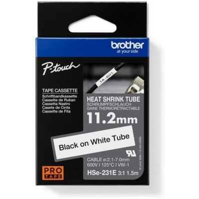 Popisovací smršťovací bužírka Brother P-touch HSe-231E bílá/černá 11,2mm 1,5m Popisovací smršťovací bužírka Brother P-touch HSe-231E bílá/černá 11,2mm 1,5m