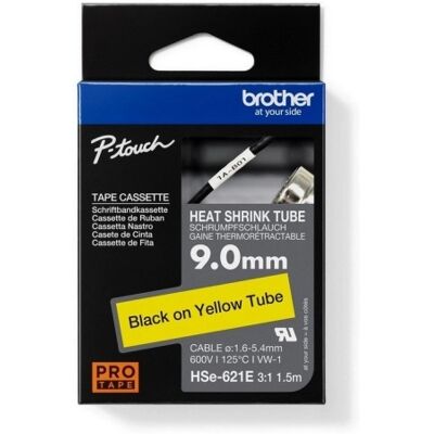 Popisovací smršťovací bužírka Brother P-touch HSe-621E žlutá/černá 9mm 1,5m Popisovací smršťovací bužírka Brother P-touch HSe-621E žlutá/černá 9mm 1,5m