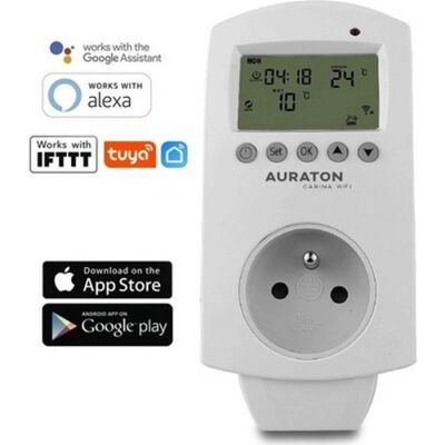 Chytrá tepelně spínaná zásuvka AURATON Carina WiFi s týdenním programem Chytrá tepelně spínaná zásuvka AURATON Carina WiFi s týdenním programem