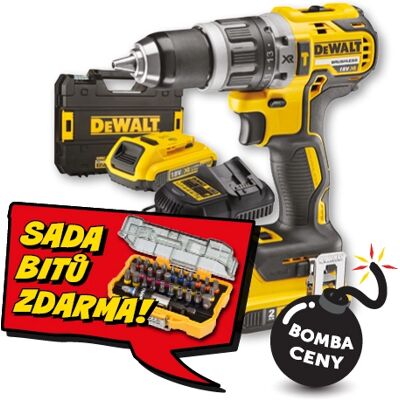 Aku vrtačka DeWALT DCD796D2 18V s příklepem 2x aku Li-Ion 2,0Ah + 32dílná sada bitů zdarma Aku vrtačka DeWALT DCD796D2 18V s příklepem 2x aku Li-Ion 2,0Ah + 32dílná sada bitů zdarma