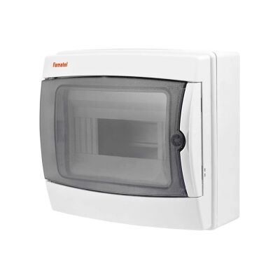 Rozvodnice na omítku Famatel 3908-T průhledné dveře 8M IP65 39081 Rozvodnice na omítku Famatel 3908-T průhledné dveře 8M IP65 39081