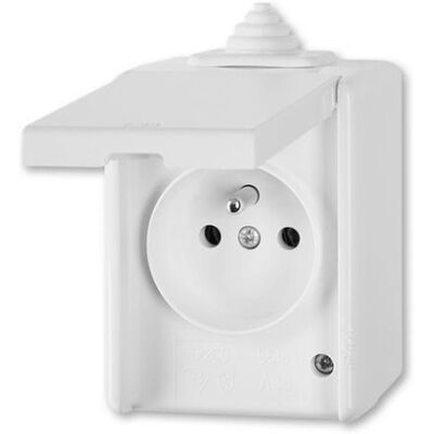 ABB Praktik zásuvka IP44 bílá 5518-2929 B s víčkem ABB Praktik zásuvka IP44 bílá 5518-2929 B s víčkem