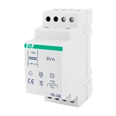 F&F Zvonkový transformátor TR-08 230/8V 1A 8VA 1000712 F&F Zvonkový transformátor TR-08 230/8V 1A 8VA 1000712
