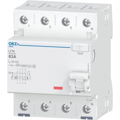 Proudový chránič OEZ LFN-63-4-030A 63A 30mA A Proudový chránič OEZ LFN-63-4-030A 63A 30mA A