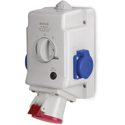 Kombinovaná zásuvka 4P/32A 2x230V SCAME Optima 513.3256-2FFR 4P s reverzačním přepínačem Kombinovaná zásuvka 4P/32A 2x230V SCAME Optima 513.3256-2FFR 4P s reverzačním přepínačem