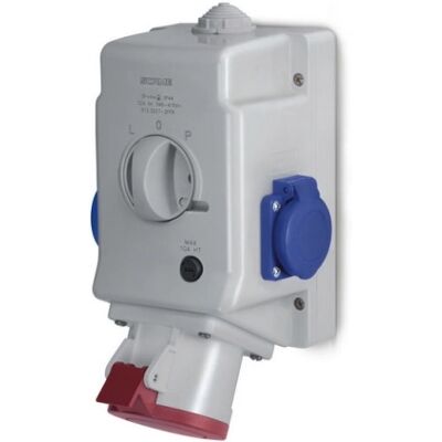 Kombinovaná zásuvka 5P/32A 2x230V SCAME Optima 513.3257-2FFR s reverzačním přepínačem Kombinovaná zásuvka 5P/32A 2x230V SCAME Optima 513.3257-2FFR s reverzačním přepínačem