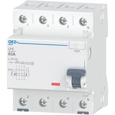OEZ Proudový chránič LFE-63-4-030A 63A 30mA A OEZ Proudový chránič LFE-63-4-030A 63A 30mA A