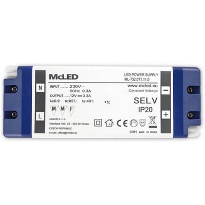 Nábytkový LED napájecí zdroj McLED 12VDC 40W 3,3A ML-732.071.11.0 Nábytkový LED napájecí zdroj McLED 12VDC 40W 3,3A ML-732.071.11.0