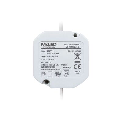 Napájecí zdroj McLED ML-732.082.11.0 12W 12VDC IP67 Napájecí zdroj McLED ML-732.082.11.0 12W 12VDC IP67