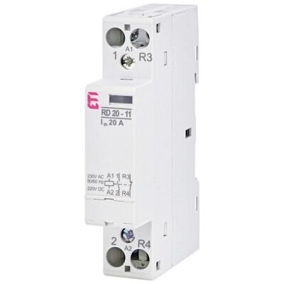 Instalační stykač ETI RD 20-11-230V AC/DC 20A 1NO+1NC 002464006 tichý Instalační stykač ETI RD 20-11-230V AC/DC 20A 1NO+1NC 002464006 tichý