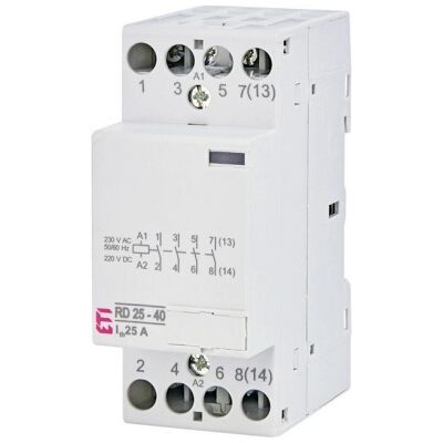 Instalační stykač ETI RD 25-40-230V AC/DC 25A 4NO 002464010 tichý Instalační stykač ETI RD 25-40-230V AC/DC 25A 4NO 002464010 tichý