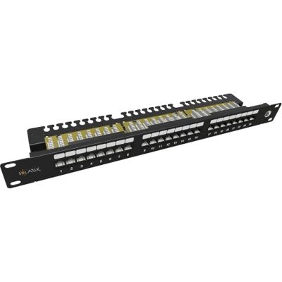 Patch panel Solarix SX24L-6-UTP-BK-N 24x RJ45 CAT6 UTP 1U s vyvazovací lištou Patch panel Solarix SX24L-6-UTP-BK-N 24x RJ45 CAT6 UTP 1U s vyvazovací lištou