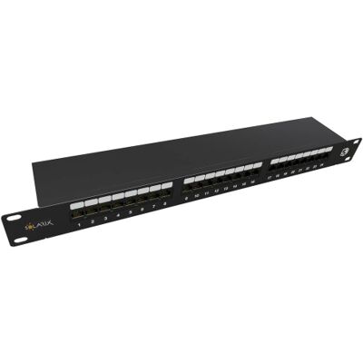 Patch panel Solarix SX24-5E-STP-BK-N 24x RJ45 CAT5E STP 1U s vyvazovací lištou Patch panel Solarix SX24-5E-STP-BK-N 24x RJ45 CAT5E STP 1U s vyvazovací lištou