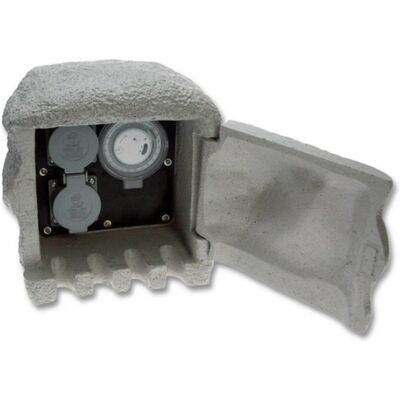 Zahradní zásuvkový sloupek/kámen Ecolite STONE 2 XSTA-222GT 2x zásuvka + spínací hodiny Zahradní zásuvkový sloupek/kámen Ecolite STONE 2 XSTA-222GT 2x zásuvka + spínací hodiny