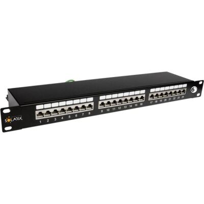 Patch panel Solarix SX24-6-STP-BK 24x RJ45 CAT6 STP 1U osazený černý Patch panel Solarix SX24-6-STP-BK 24x RJ45 CAT6 STP 1U osazený černý