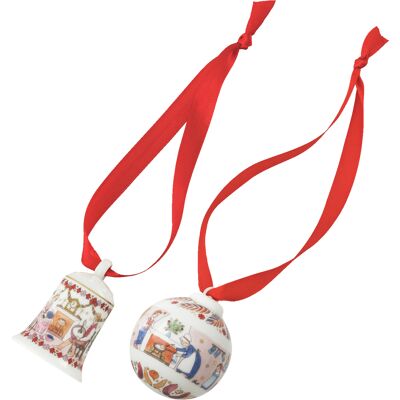 Rosenthal Vánoční set porcelánové Mini ozdoby zvonek/koule, Vánoční hostina, 5/Ø 4,5 cm 02480-727522-28620 Rosenthal Vánoční set porcelánové Mini ozdoby zvonek/koule, Vánoční hostina, 5/Ø 4,5 cm 02480-727522-28620