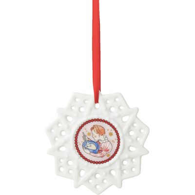 Rosenthal Porcelánová ozdoba Vločka, motiv Dívka s polévkou, Vánoční hostina, Ø 8 cm 02248-727532-27618 Rosenthal Porcelánová ozdoba Vločka, motiv Dívka s polévkou, Vánoční hostina, Ø 8 cm 02248-727532-27618